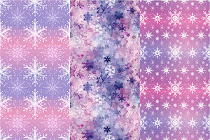 10 Purple Snowflake Seamless Pattern