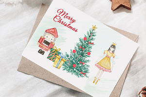 Watercolor Christmas Nutcracker Set