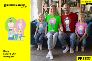 Happy Family T-Shirt Mock-Up Set