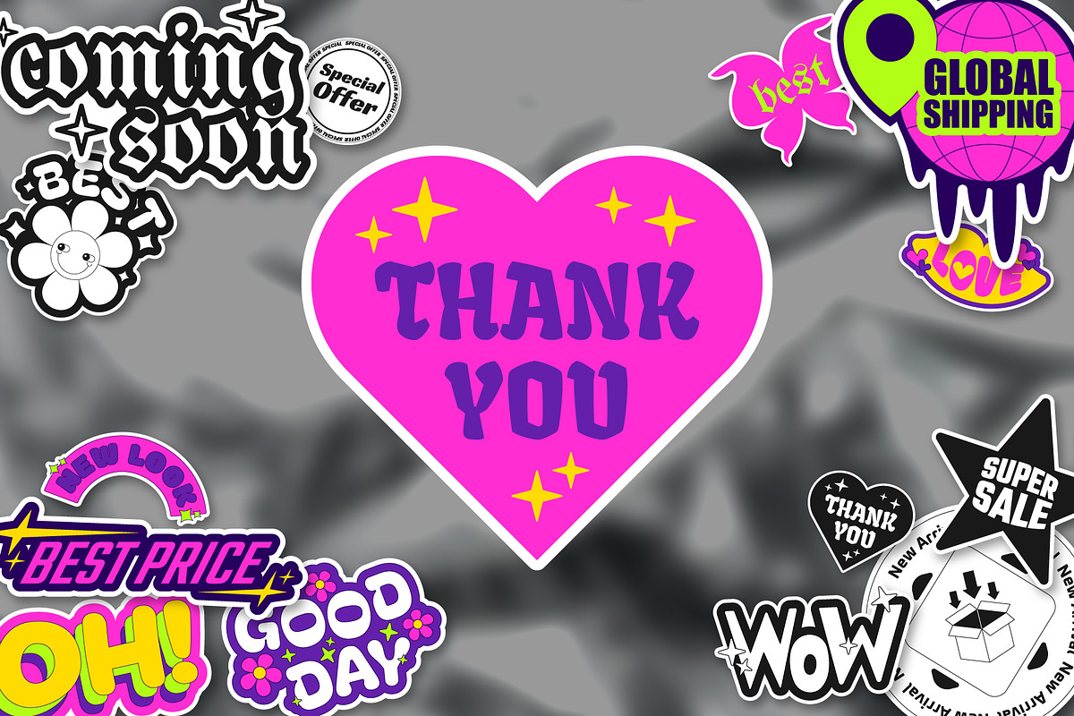 Retro Promotional Round Sticker Pack, a Decorative Illustration by IMG Visuals (Photo 8 of 8)