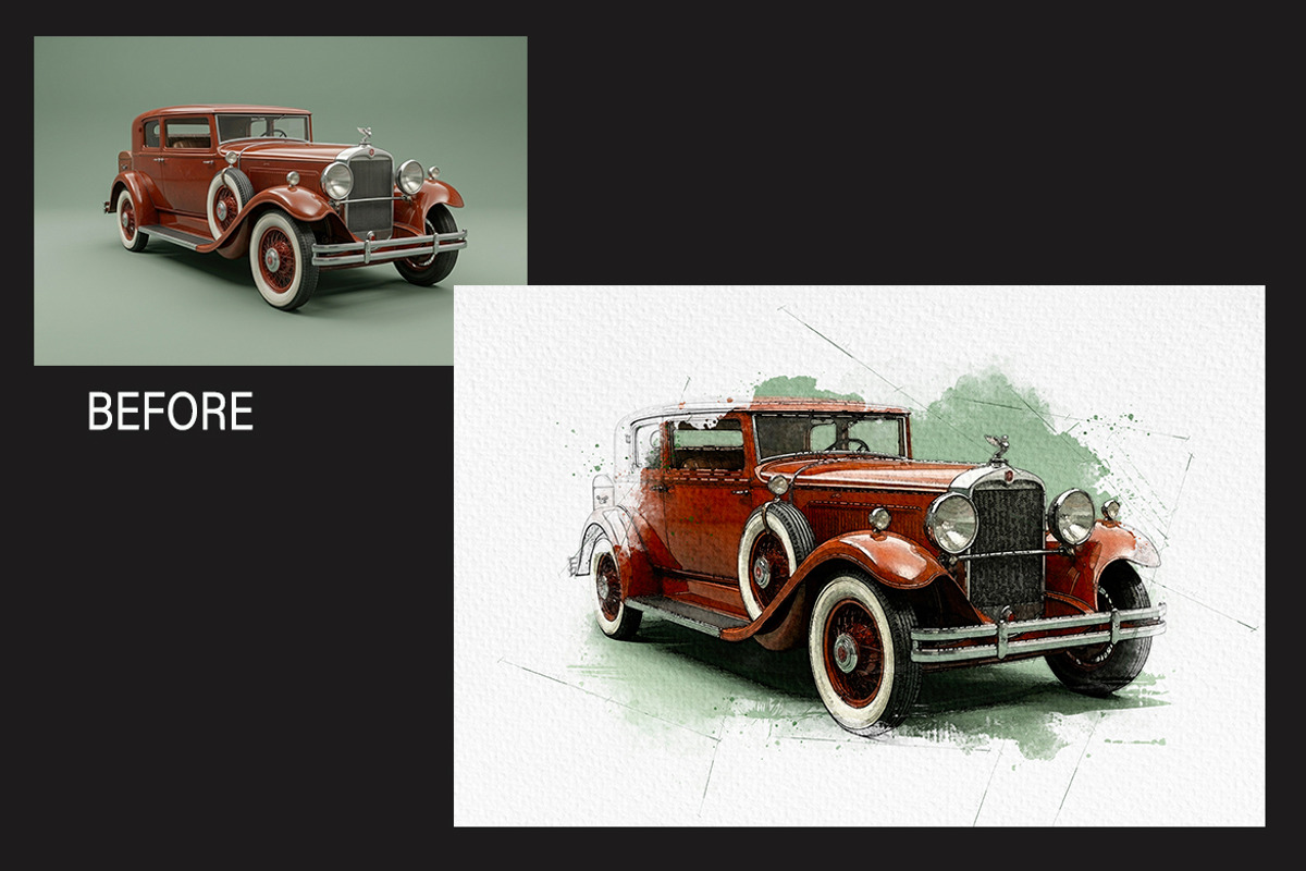 Ultimate Watercolor Car Photo Effect, an Action Add-On by 3d_model_tifotizi (Photo 2 of 7)