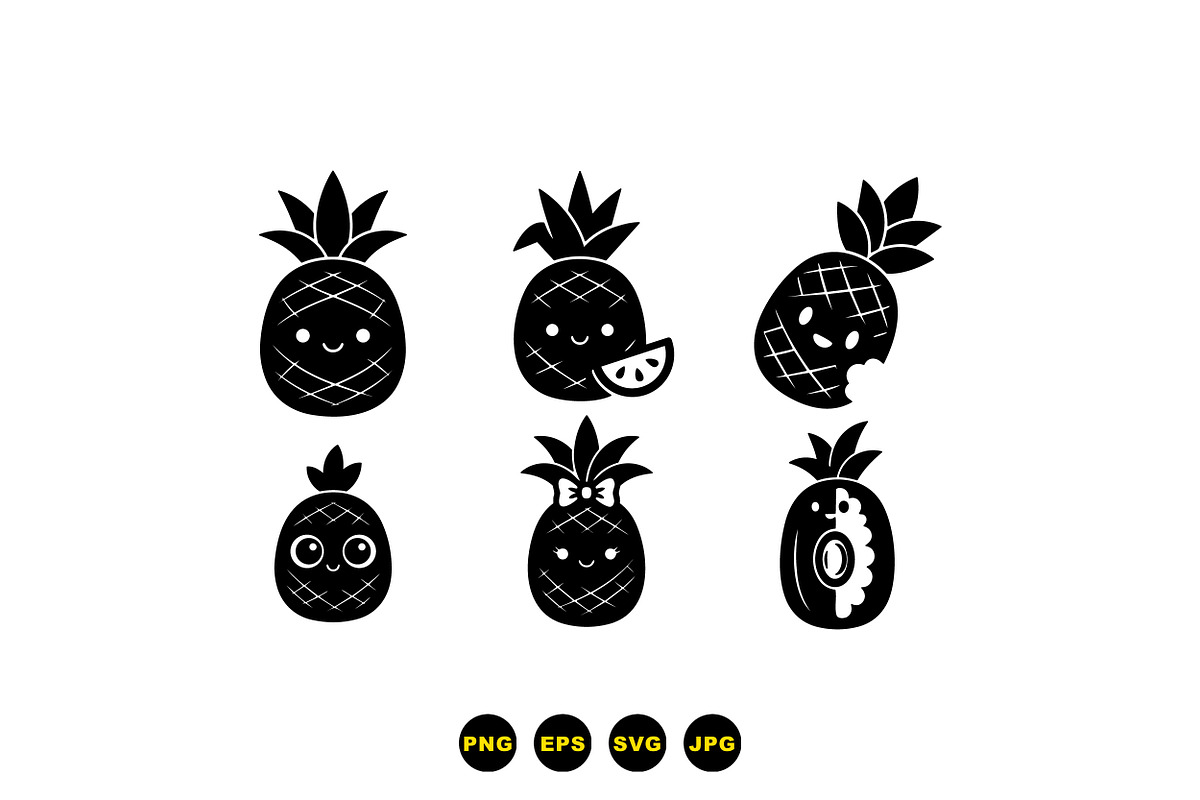 Cute Pineapple Clipart Pack, an Illustration by designvectx (Photo 2 of 3)