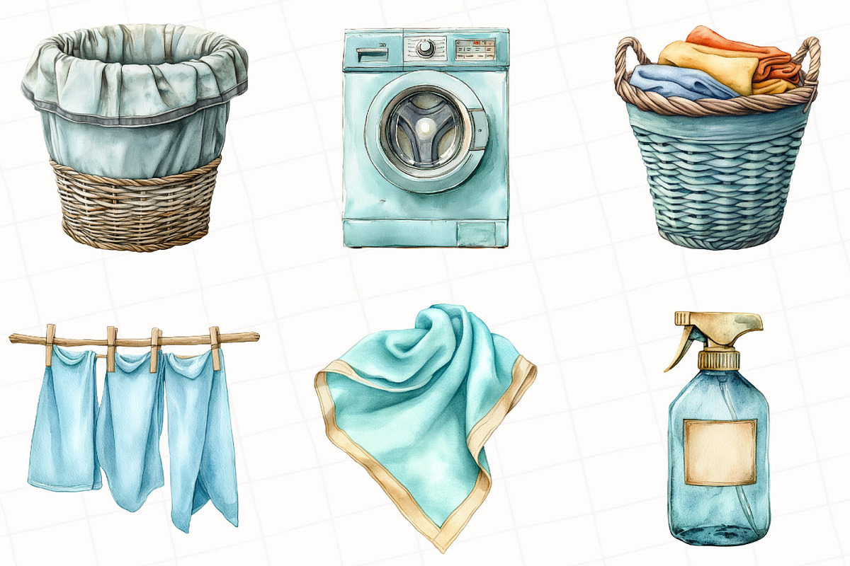 Watercolor Cleaning Clipart, an Illustration by OK Design (Photo 2 of 5)