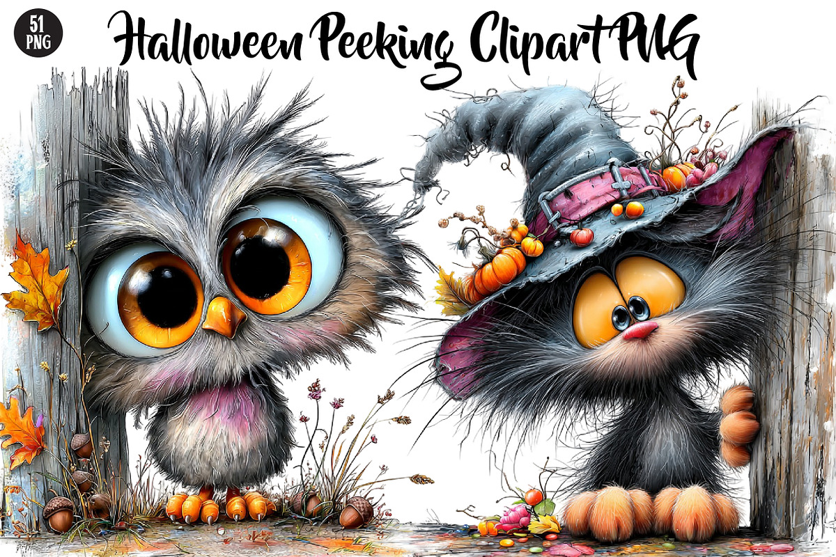 Halloween Peeking Clipart PNG, a Seasonal Illustration by CreationArt (Photo 1 of 5)