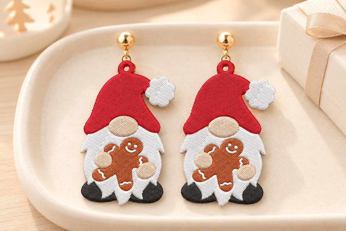 Gnome Earrings Embroidery Design, an Object Graphic by Craft Nest (Photo 2 of 4)