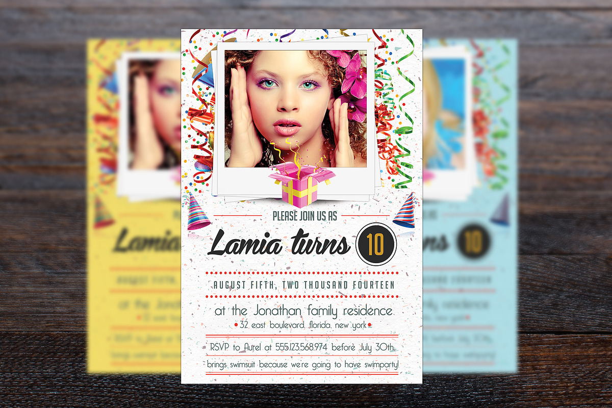 Confetti Birthday Invitation Cards, a Card Template by Design Addict (Photo 3 of 3)