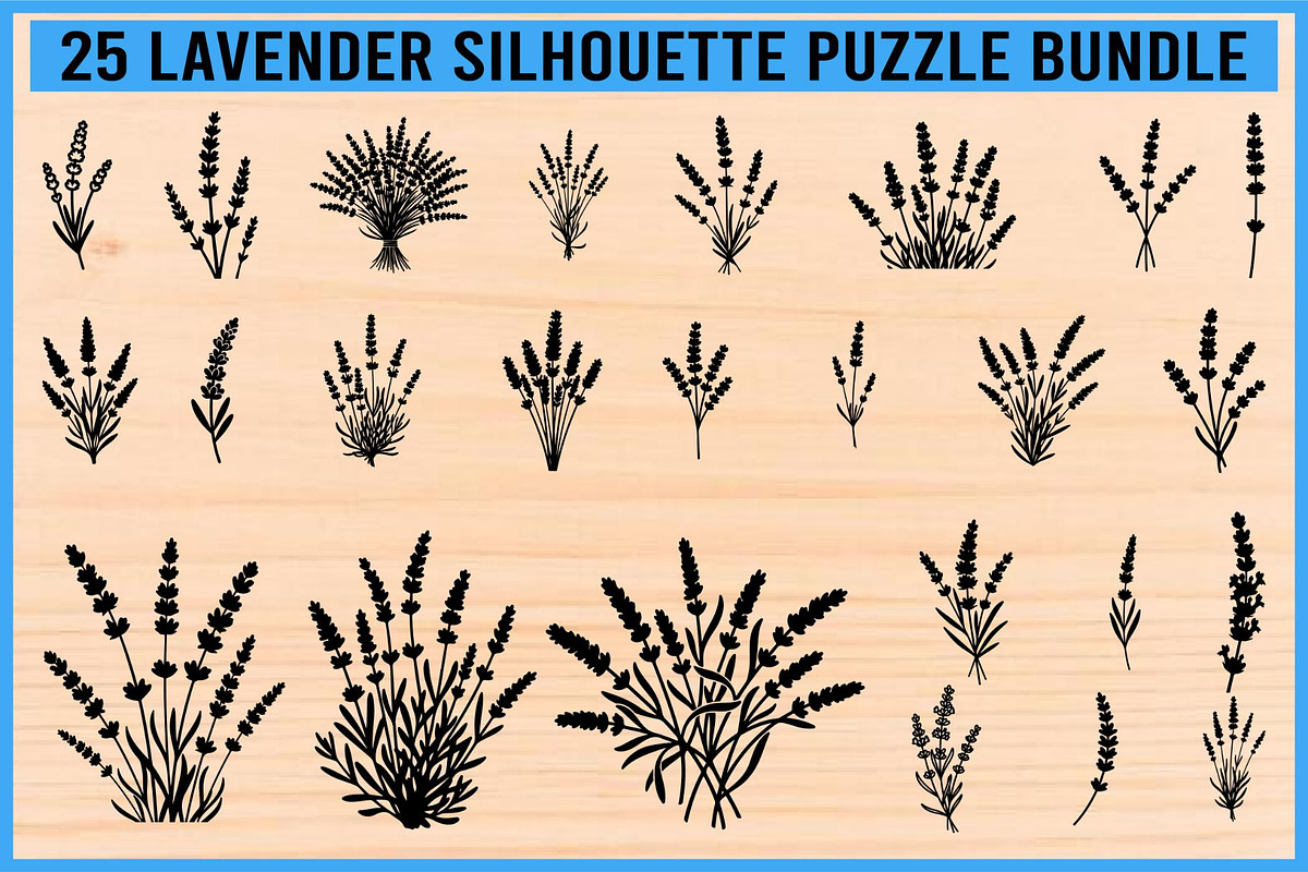 Lavender Silhouette Puzzle Bundle, an Object Illustration by Designer_Momina (Photo 1 of 8)