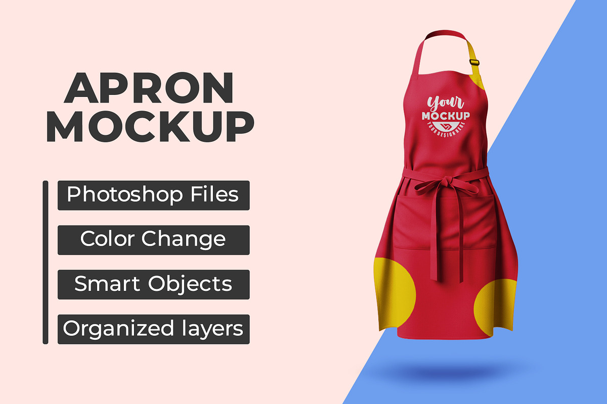 Red bib apron mockup, a Mask Mockup by Viswal Studio (Photo 1 of 2)