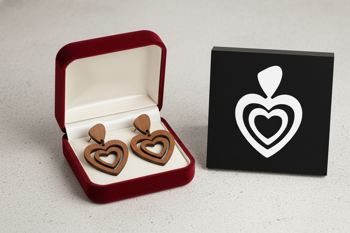 Heart Shape Earring Laser Cut File, an Object Graphic by Amazin_art (Photo 4 of 6)
