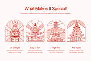 World Landmark Illustration Set, a Decorative Illustration by Brickclay (Thumbnail 2 of 12)