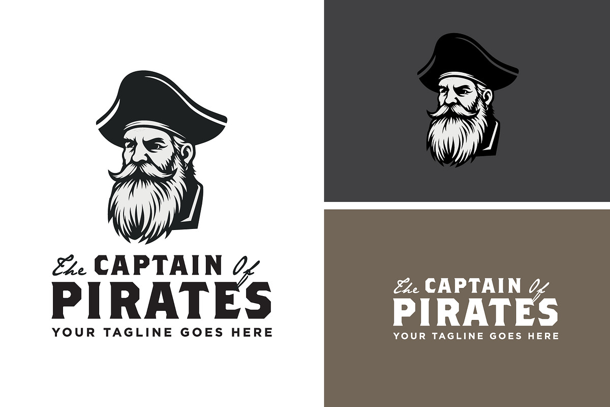 Vintage Captain Pirates Logo, a Branding & Logo Template by funpixel