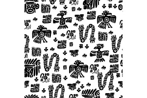 Seamless maya pattern. Black and white ethnic elements., a Pattern Graphic by Alena Stoyko design