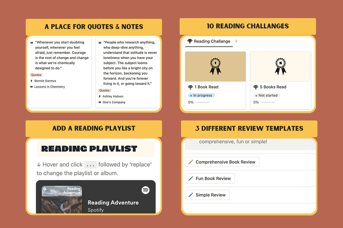 Notion Books and Reading Template, a Templates & Theme by Woolshark (Photo 6 of 10)