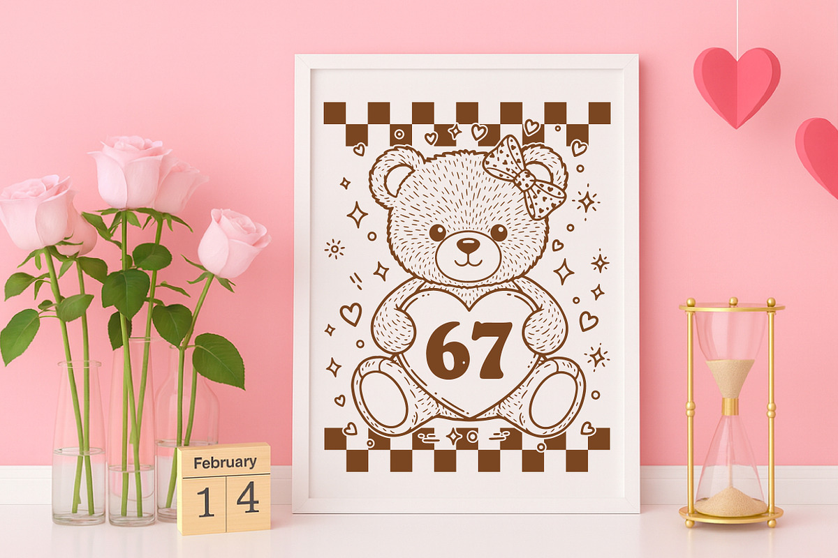 67 Valentines Teddy SVG, Valentine, an Illustration by Canvas Craft (Photo 3 of 7)
