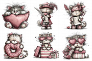 Quirky Valentines Cats Clipart, an Illustration by Daily.Designs (Thumbnail 6 of 8)