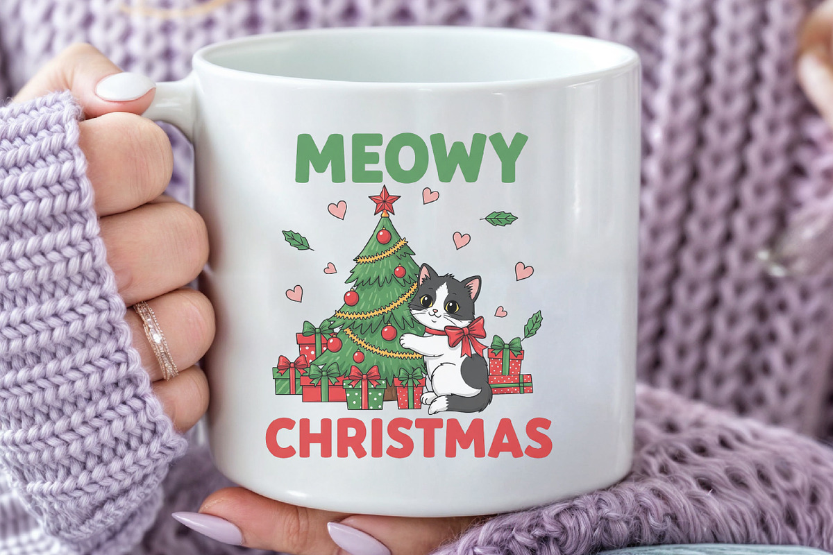 Meowy Christmas PNG Design, an Illustration by Black Bird Studio (Photo 3 of 4)