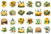 Yellow & Green Autumn Clipart, an Illustration by DreamPrint404 (Thumbnail 5 of 6)