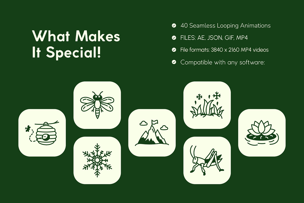 Animated Nature Doodle Icon Set, an Outline Icon by Vectors Market (Photo 2 of 5)