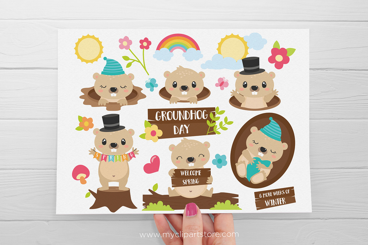 GroundHog Day Clipart + SVG, a Seasonal Illustration by MyClipArtStore (Photo 2 of 3)