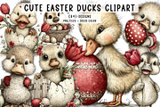 Cute Easter Ducks Clipart, an Illustration by CreationArt (Thumbnail 1 of 7)