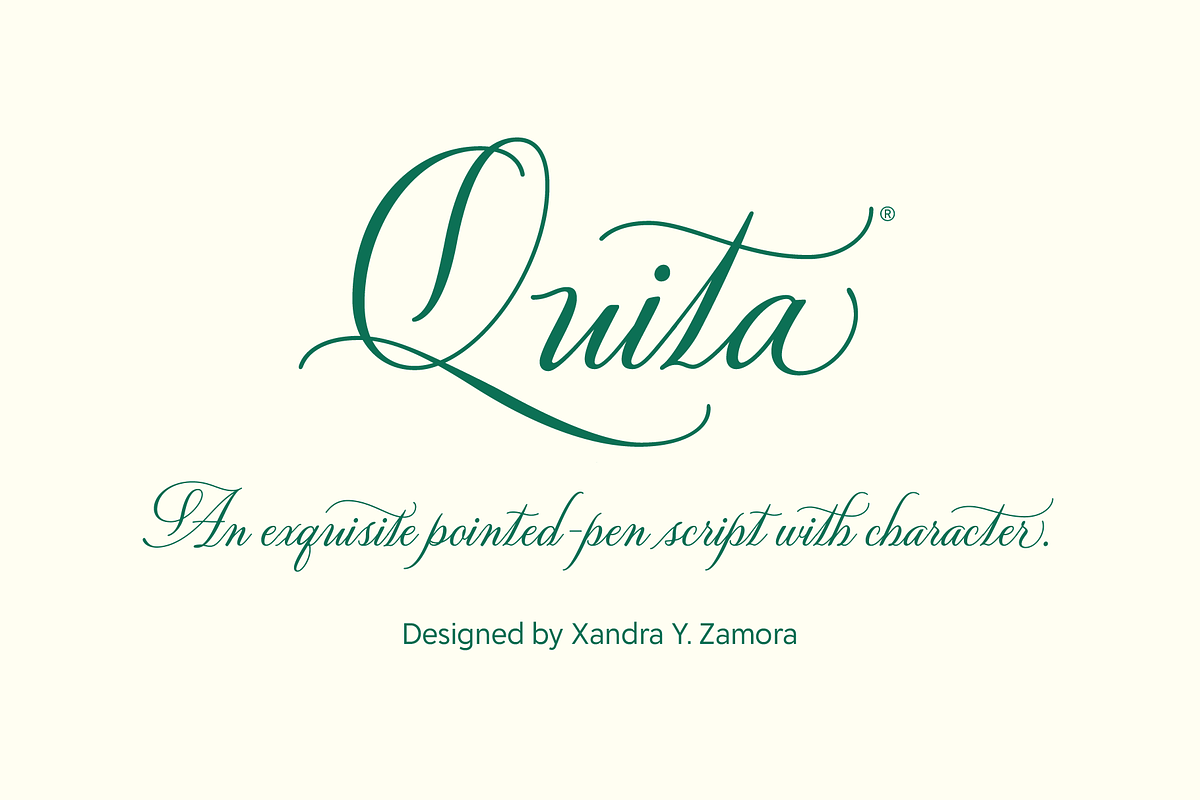 Quita - An exquisite pointed-pen font.