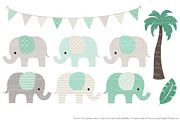 Elephants Clipart & Patterns in Mint, an Illustration by Amanda Ilkov (Thumbnail 2 of 4)