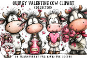 Quirky Valentine Cow Clipart, an Illustration by OK Design (Thumbnail 1 of 6)