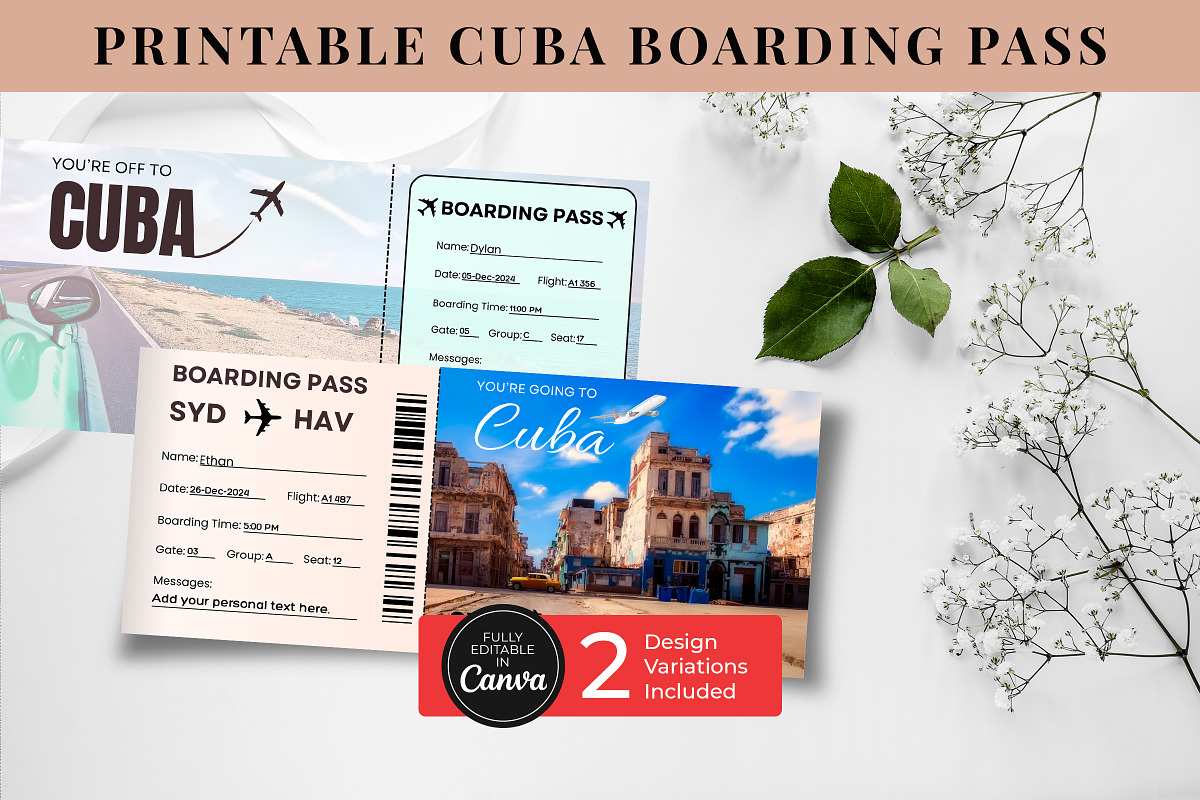 Printable Cuba Boarding Template, a Card Template by Snapybiz (Photo 3 of 9)