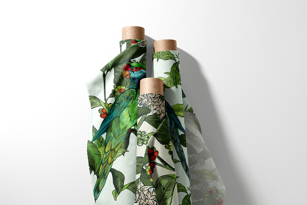 Rainforest jungle pattern parrots, a Wallpaper Graphic by FleurArt (Photo 10 of 10)