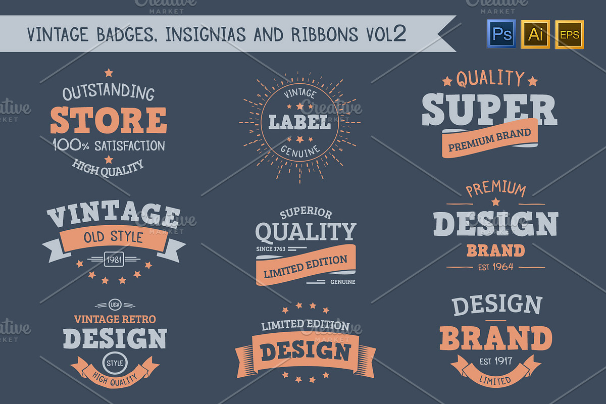 Vintage Insignias and badges VOL2, an Object Graphic by Mikko Lemola