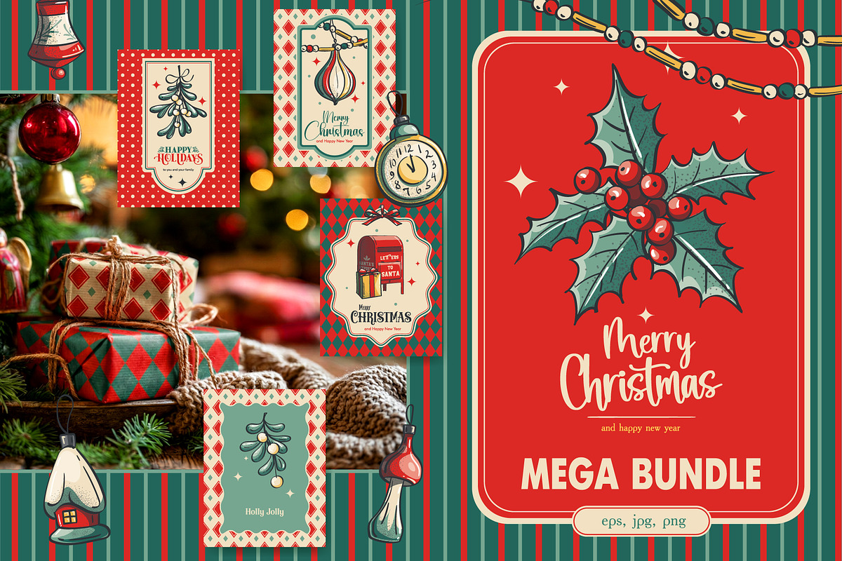 Nostalgic Christmas Mega Bundle, a Seasonal Illustration by Nearbirds (Photo 1 of 12)