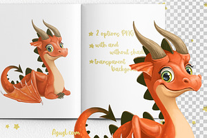 Cute Cartoon Red Dragon