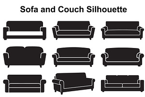 Modern Couch Silhouette Variety, an Object Graphic by Designs_River