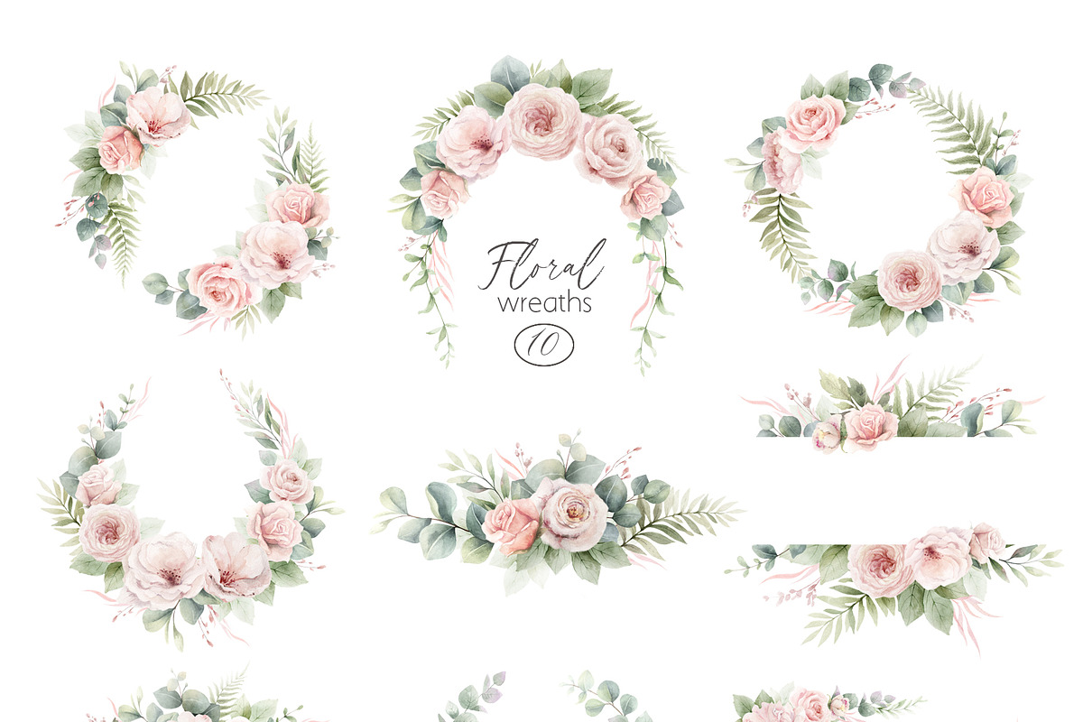Dusty Pink & Green Watercolor, an Object Illustration by Elena Medvedeva (Photo 2 of 10)