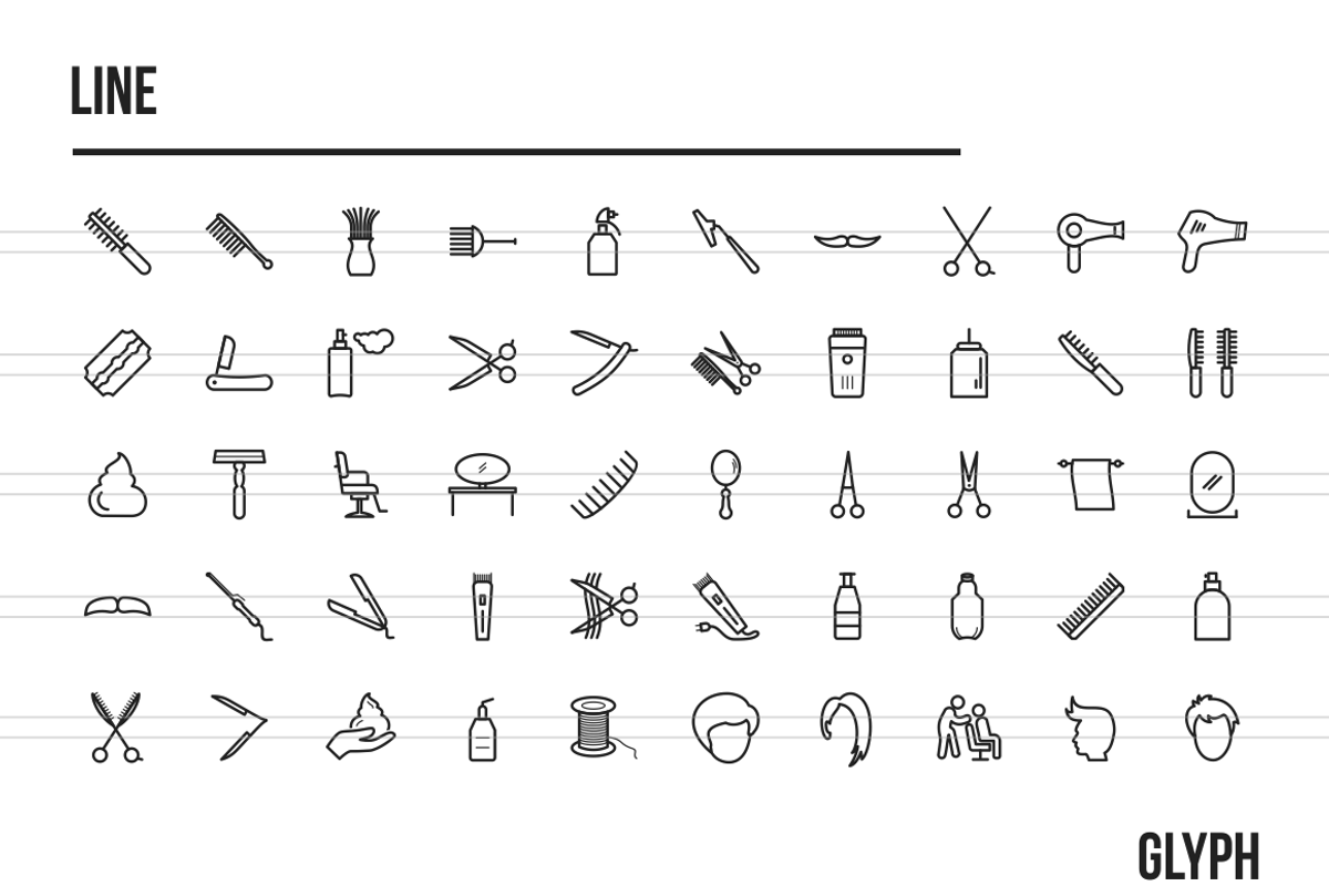 600 Barber's Tools Icons, an Outline Icon by IconBunny (Photo 2 of 3)