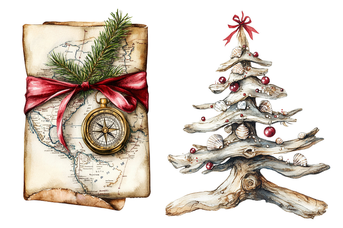 Merry Maritime Christmas Clipart, a Seasonal Illustration by CitraGraphics (Photo 8 of 9)