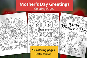 Mother's Day Greeting Coloring Pages