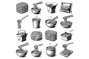 Noodles and Ramen Clipart Set, an Object Graphic by RT Studio