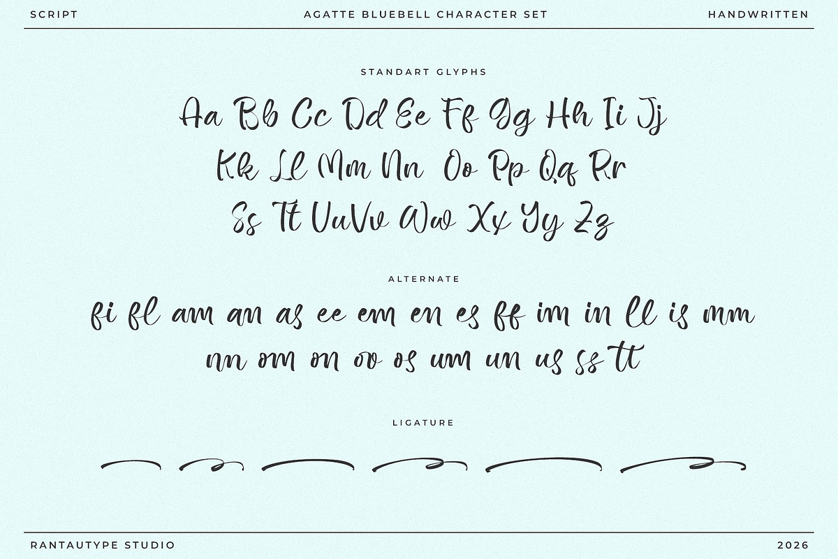 Agatta Bluebell a Handwritten Font, a Handwritten Font by RantautypeStudio (Photo 14 of 15)