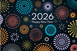 2026 New Year colorful fireworks, a Background Graphic by sceptical cactus