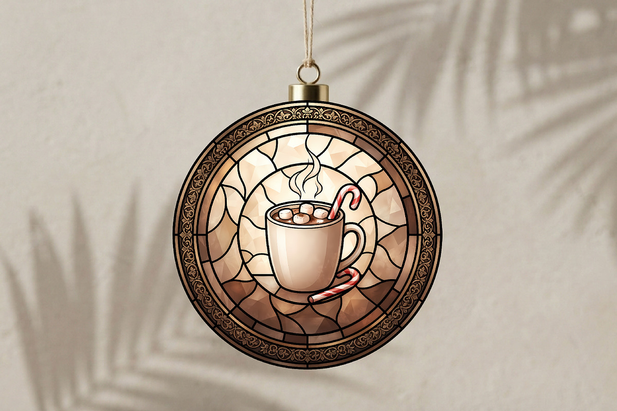 Stained Glass Hot Cocoa Ornament, a Seasonal Illustration by CrexoraLab (Photo 3 of 3)