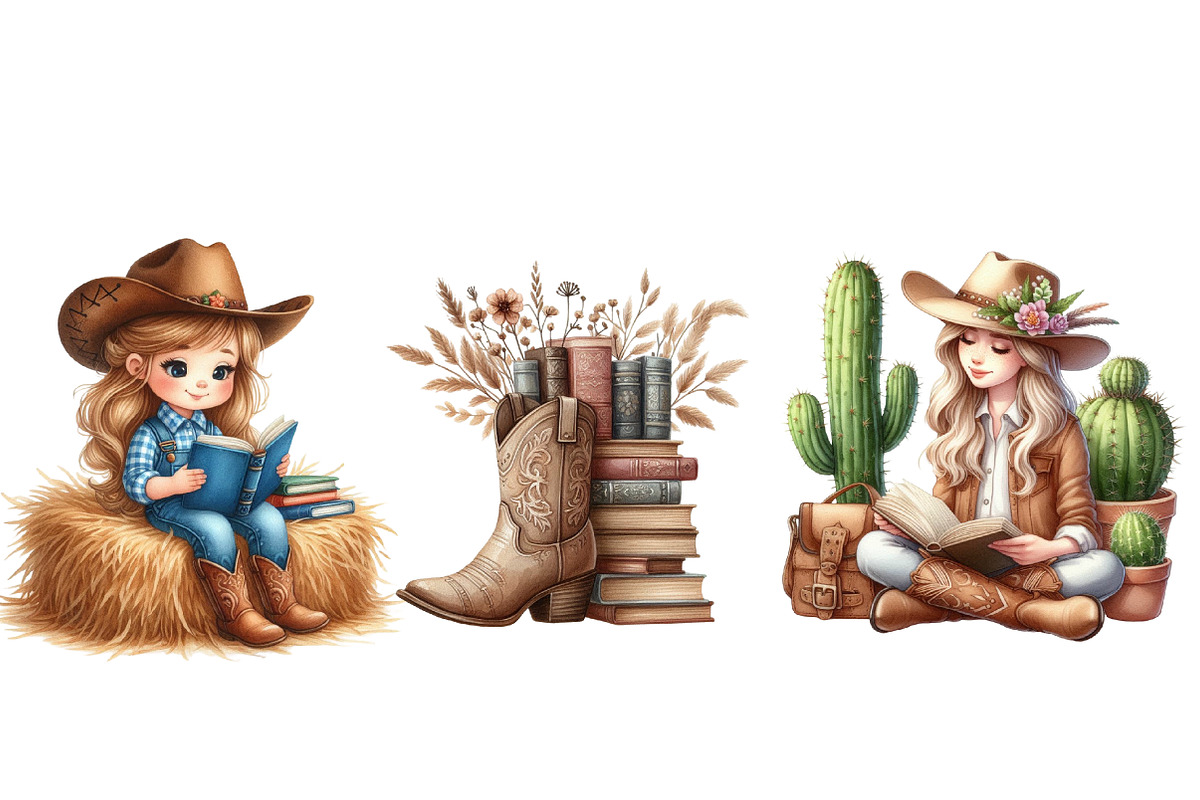 Western Cowgirl Book Clipart, an Illustration by Libby Wishes (Photo 3 of 11)