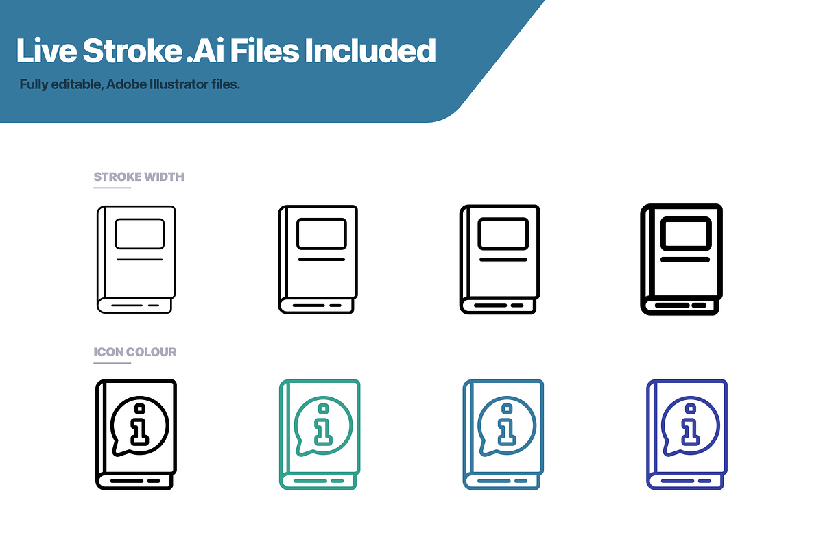 100 Books Line Vector Icons, an Outline Icon by Juicy Icons (Photo 3 of 6)