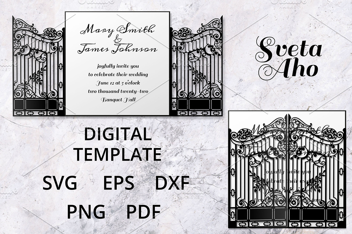 Square Gate Fold Wedding Invitation, an Invitation Template by Sveta Aho (Photo 1 of 2)