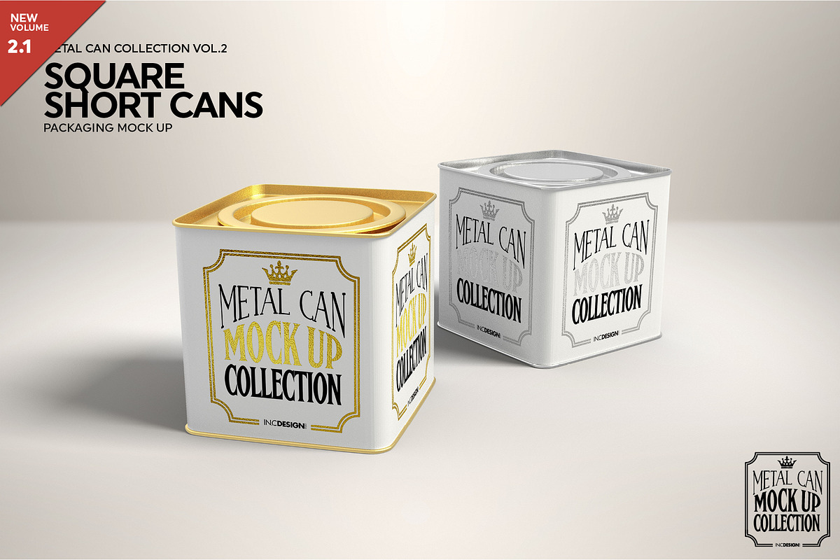 Short Square Lid Cans Mockup, a Product Mockup by INCDesign (Photo 1 of 8)