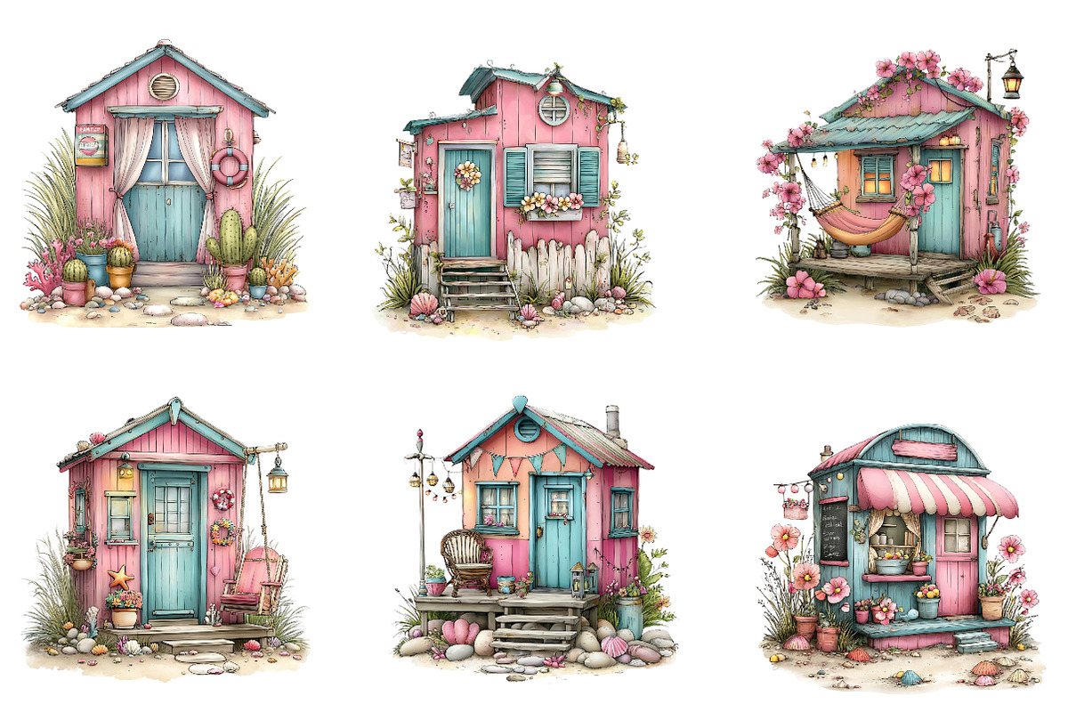 Whimsical Summer Beach Hut Clipart, an Illustration by CreationArt (Photo 6 of 7)
