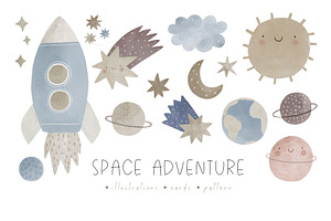 Watercolor Space Adventure