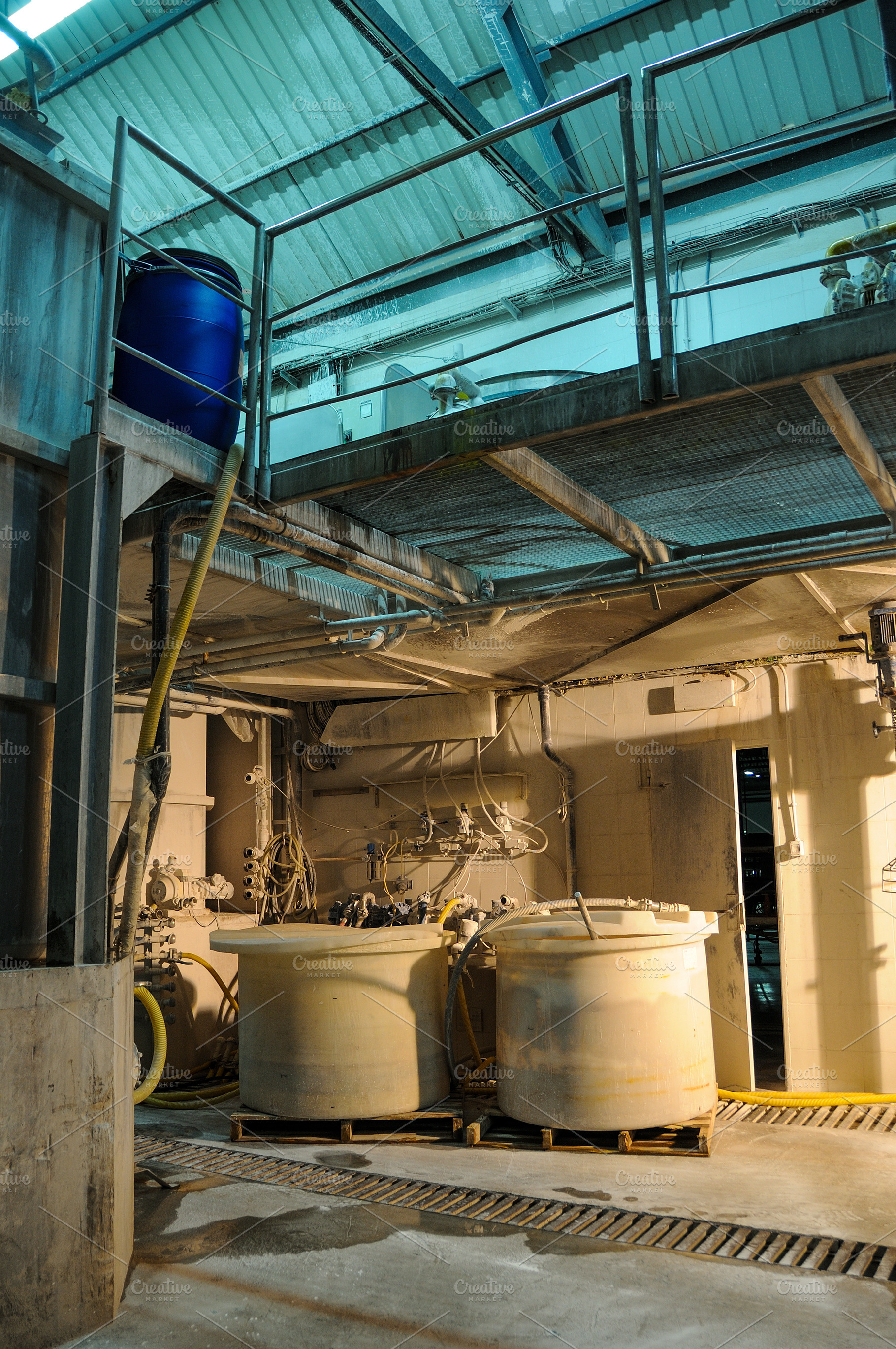 Ceramic Glaze Processing Area with Industrial Tanks, an Industrial Photo by Davizro's Market