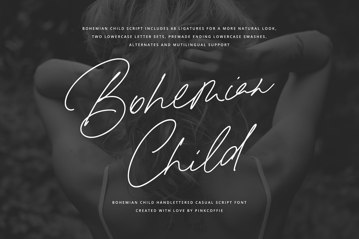 Bohemian Child | Handwritten Script, a Script Font by Pink Coffie (Photo 1 of 36)