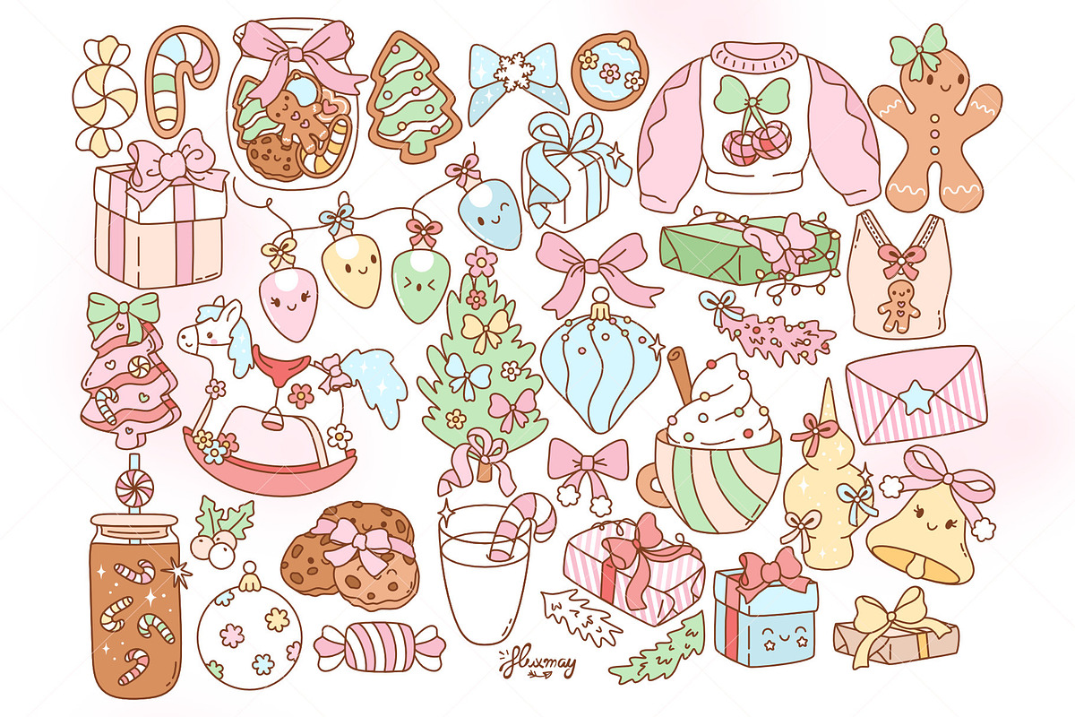 Preppy Coquette Christmas Bundle, a Seasonal Illustration by Huxmay (Photo 4 of 7)